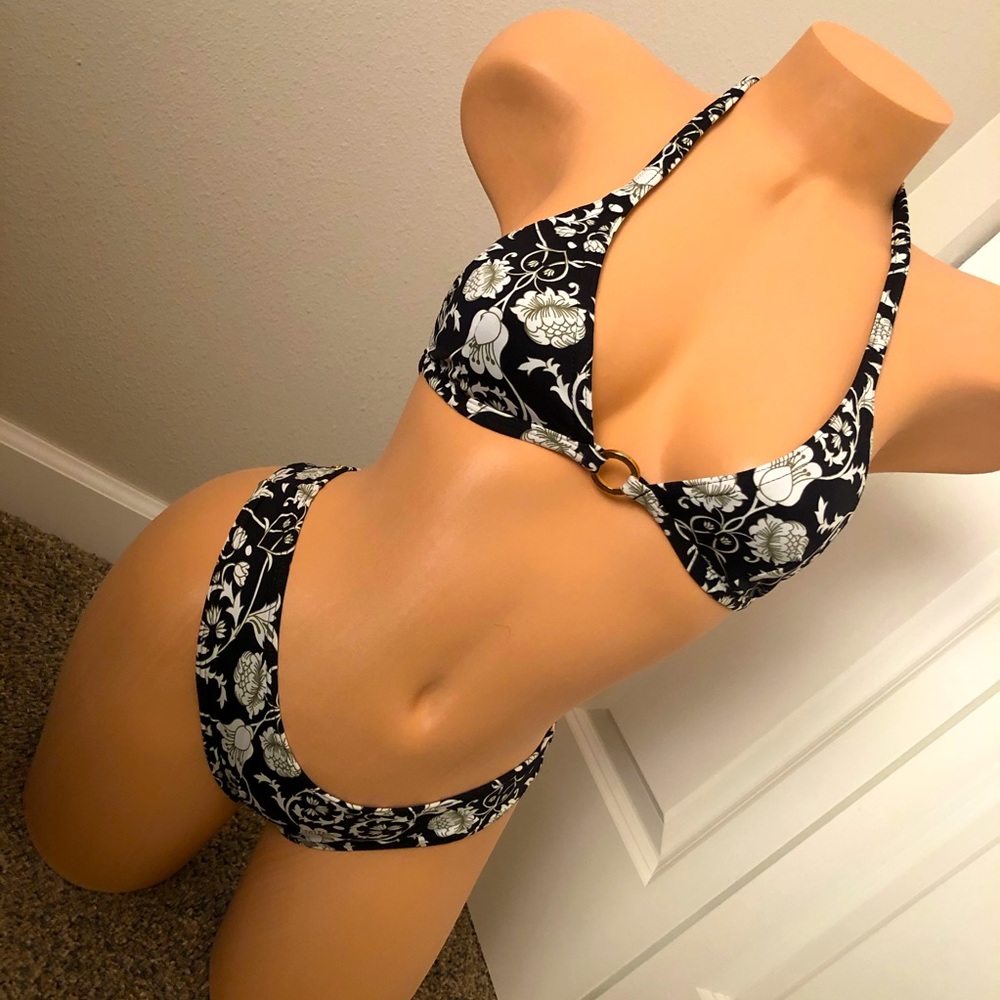 🌿Nwt cia.marítima beach wear bikini set black & white size M